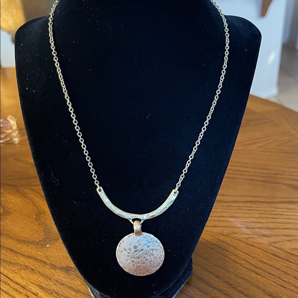 Lia Sophia Gold Textured Pendant Necklace